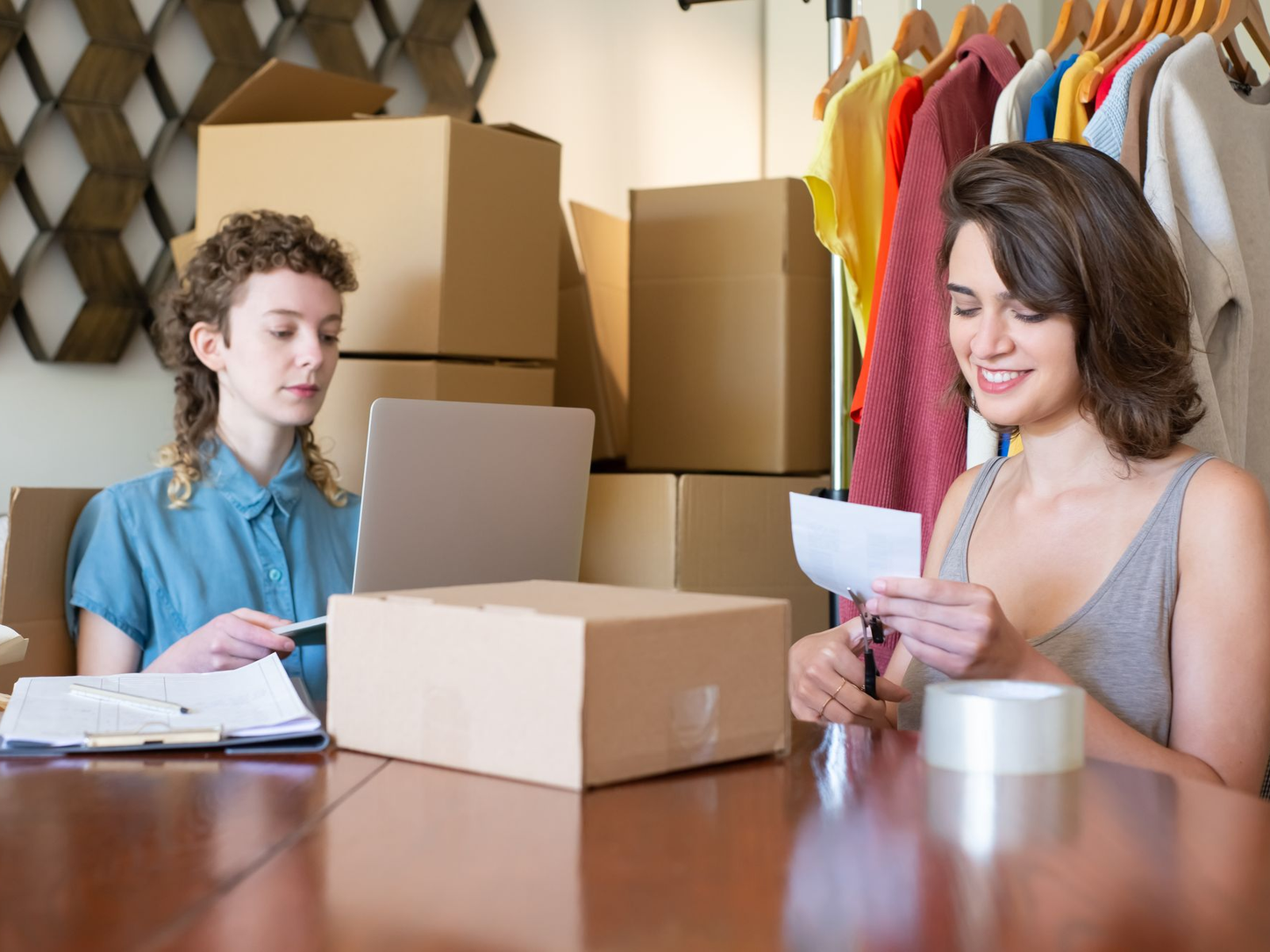 Business owner preparing an online order